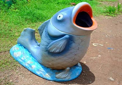 Fish   shape frp Dustbin for public parks