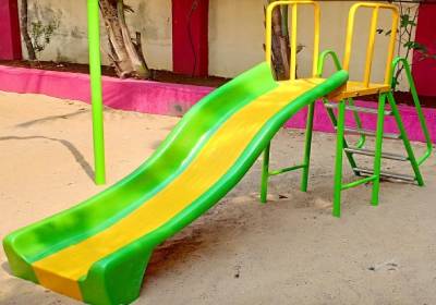 FRP Spiral slide for kids installed in swimming pool at Malad 